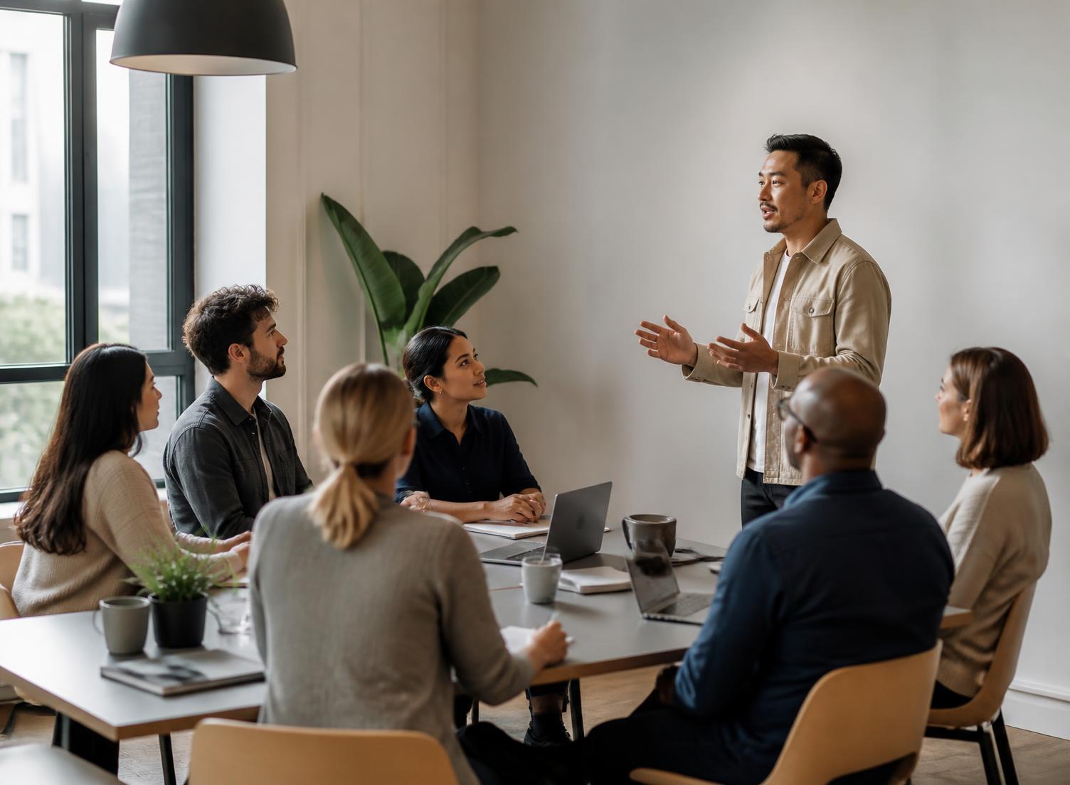 Equipo de una empresa realizando una formación